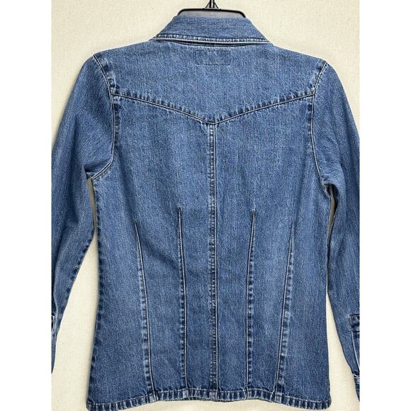 Women’s Denim Jacket Size XS Button Front Aura By The Women Of Wrangler - Picture 7 of 10